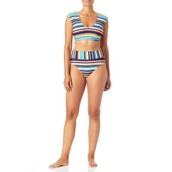NWT New Catalina High Waist Bright Stripe Swim Suit Bottoms 3X Multicolor - Picture 5 of 10